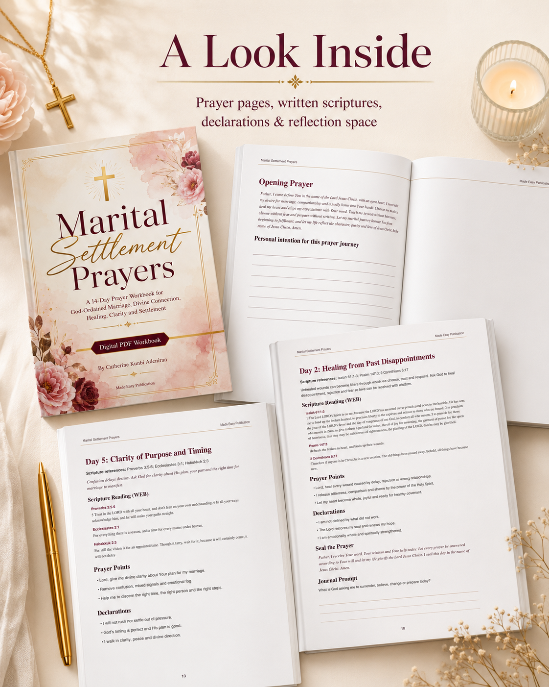 Marital Settlement Prayers PDF Workbook | 14-Day Christian Prayer Guide/ PDF Download/English & French